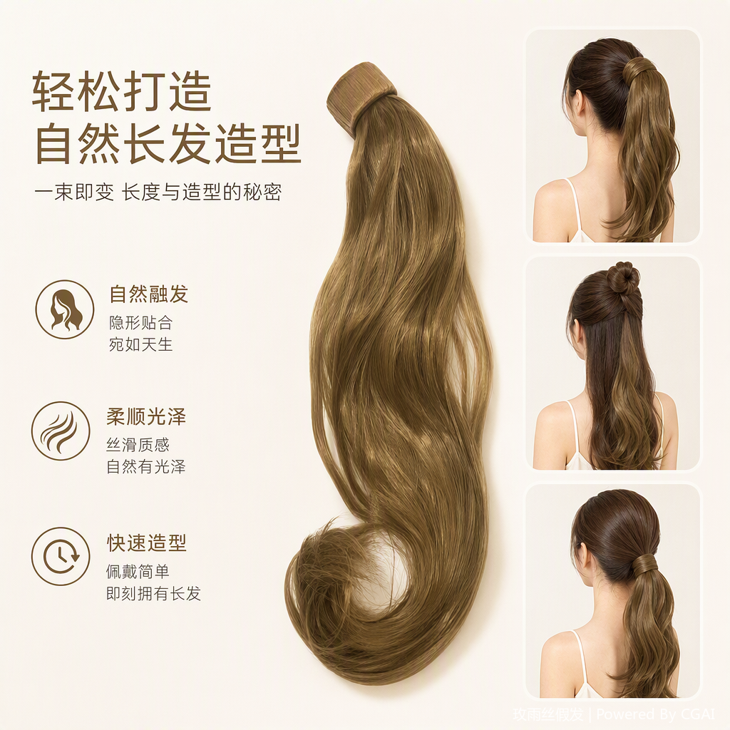 Natural and plump wig pieces, glue-free, traceless, lightweight and breathable wig accessories, beauty and styling products details Picture