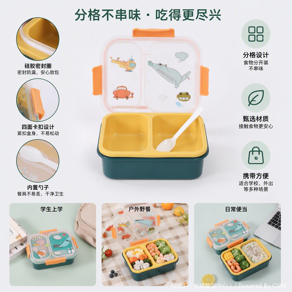Multi-functional sealed food preservation box set, portable lunch box, plastic tableware storage box, household kitchenware Application Scenario