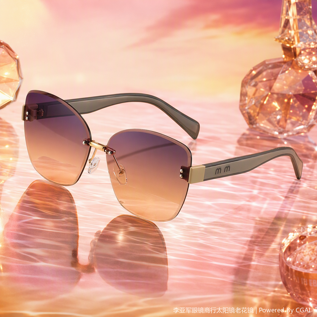 Fashionable and trendy gradient color frameless sunglasses, polarized UV protection, lightweight and versatile Specification image
