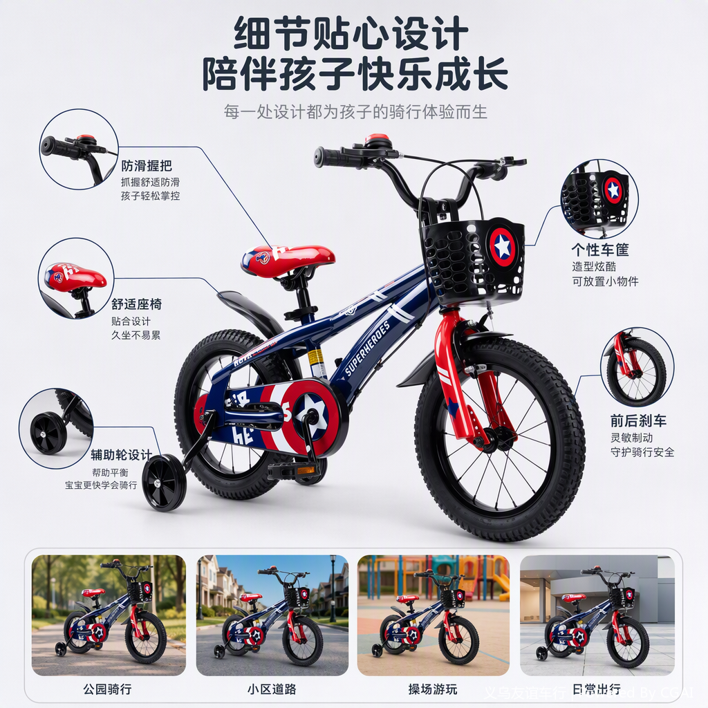 多功能童车童床背带座椅童自行车儿童用品安全舒适多样选择产品图