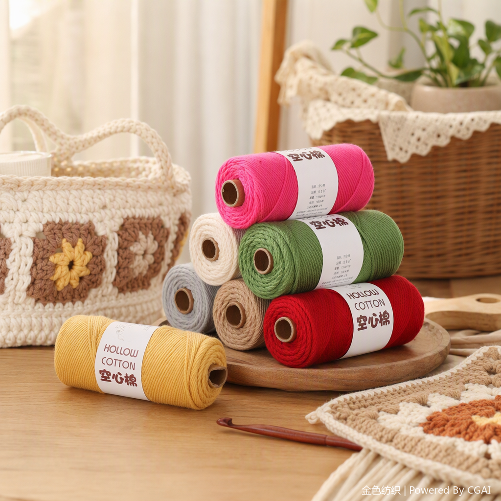 2mm round strand yarn hollow cotton diy hand-woven crochet bag, hat, doll medium thick thread details Picture