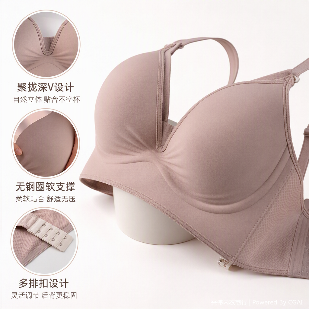 Elegant lace, thin and comfortable bra for girls, light pink sexy underwear for women, soft and breathable