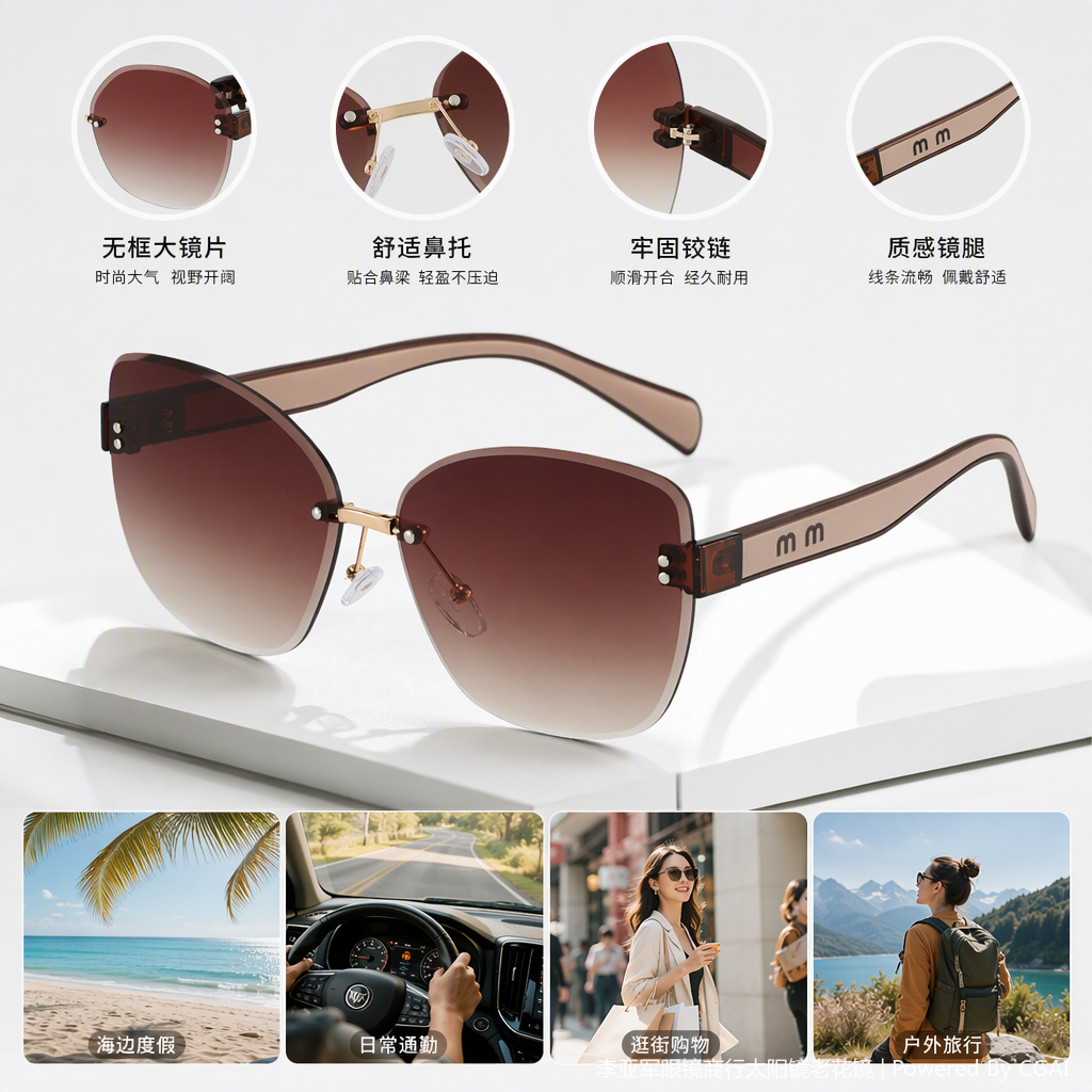Fashionable polarized sunglasses with brown gradient lenses for UV protection, trendy and casual sunglasses for both men and women