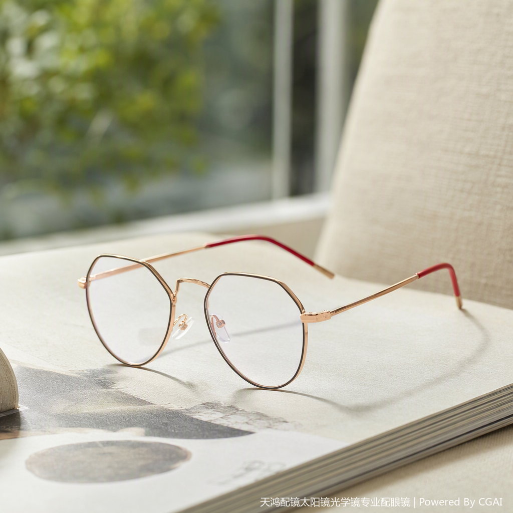 Fashionable and lightweight metal-framed glasses, suitable for both men and women, trendy casual glasses frame, high-definition lens accessories