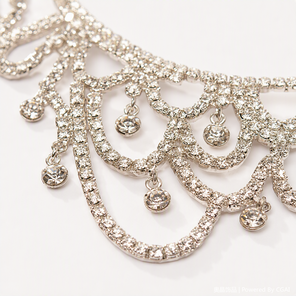 Silver diamond-encrusted necklace and earrings, a fashionable, elegant, versatile and simple women's accessory gift box Application Scenario