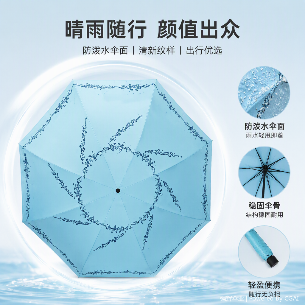 轻便防风遮阳雨伞防雨耐用折叠便携多场景适用男女通用产品图
