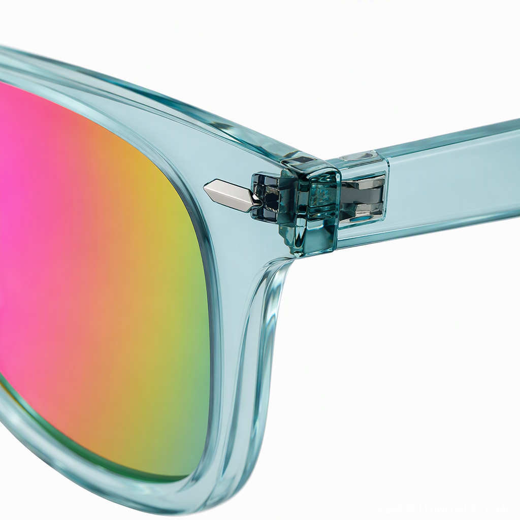 Moda arco iris reflectores gafas de sol montura azul claro hombre y mujer tendencia polarizado gafas de sol protección uv Application Scenario