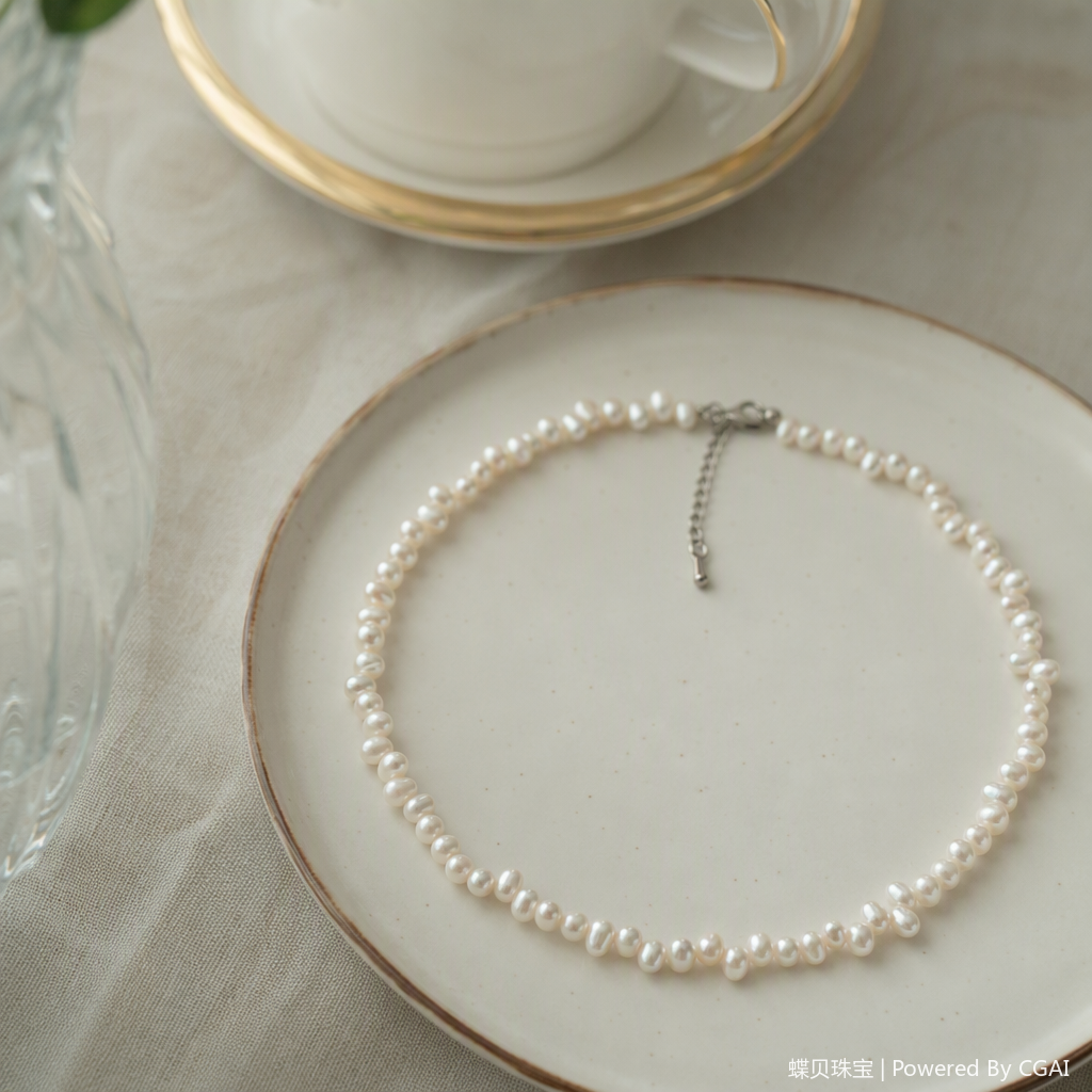 Elegant white pearl necklace, simple and versatile for women, fashionable as a gift or jewelry accessory details Picture