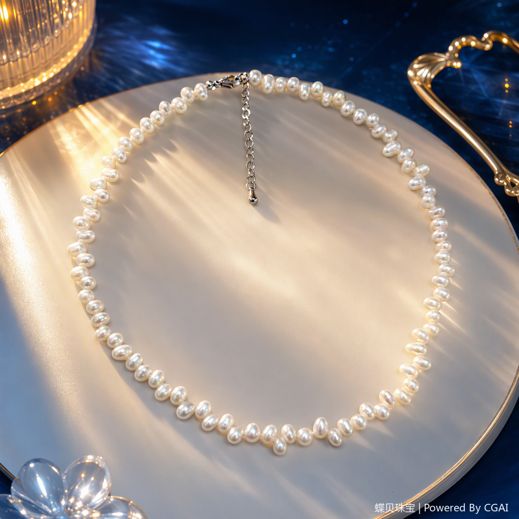 Elegant white pearl necklace, simple and versatile for women, fashionable as a gift or jewelry accessory Specification image