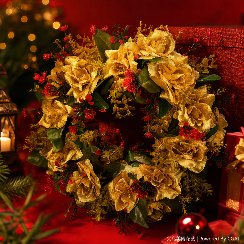 Golden rose garlands, hand-woven wedding decorations, headwear, festival gifts, promotional items, wedding supplies Specification image