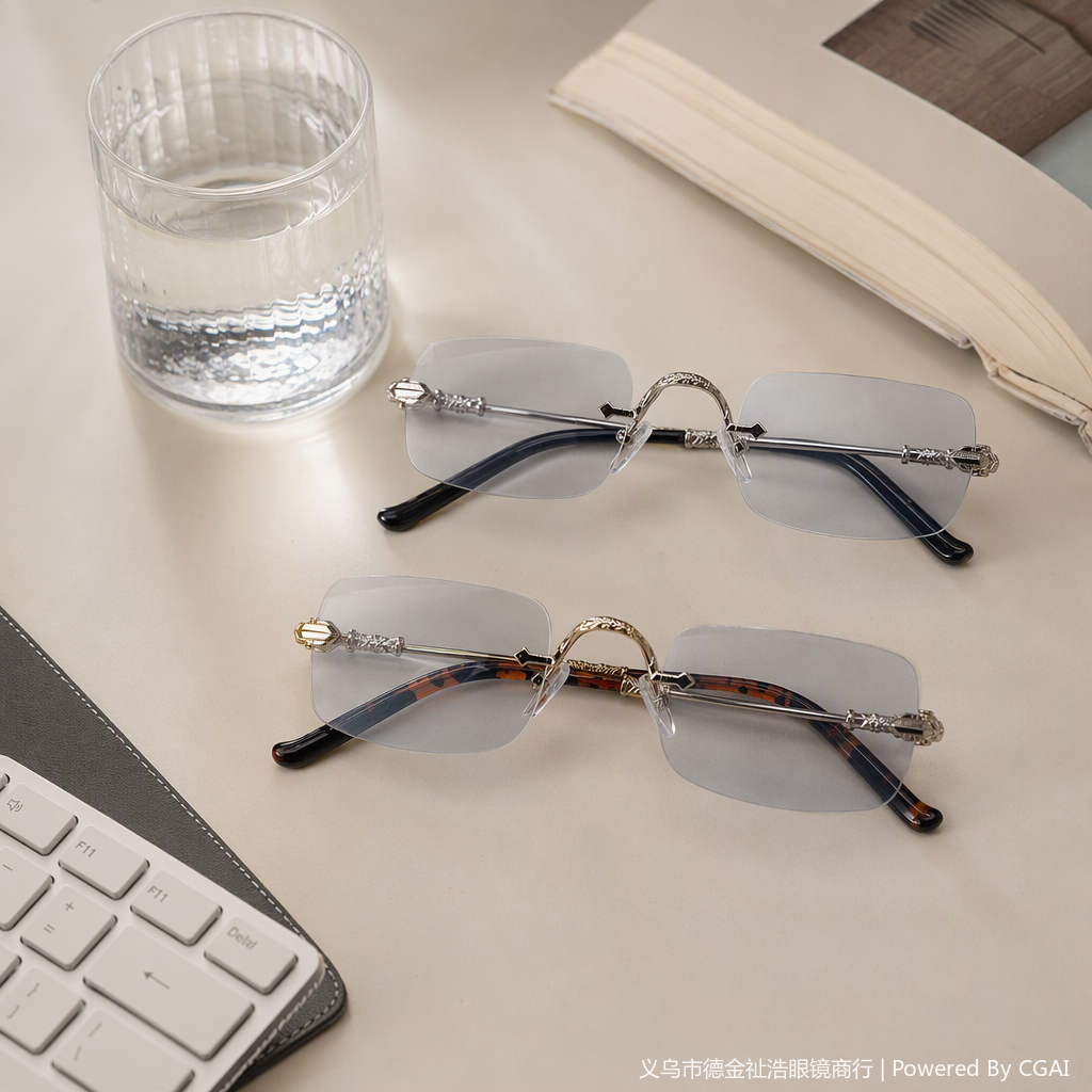 Metallic frame color-changing glasses, silver style, fashionable UV protection for both men and women, and gold style, trendy and versatile sunglasses details Picture