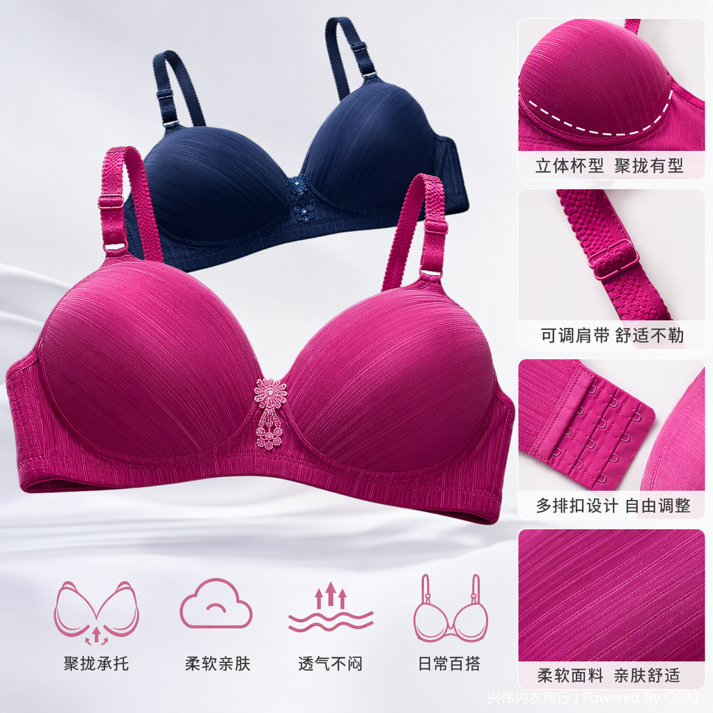Multi-color lace comfortable bra and underwear set, sexy and breathable, a colorful combination for girls, trendy matching