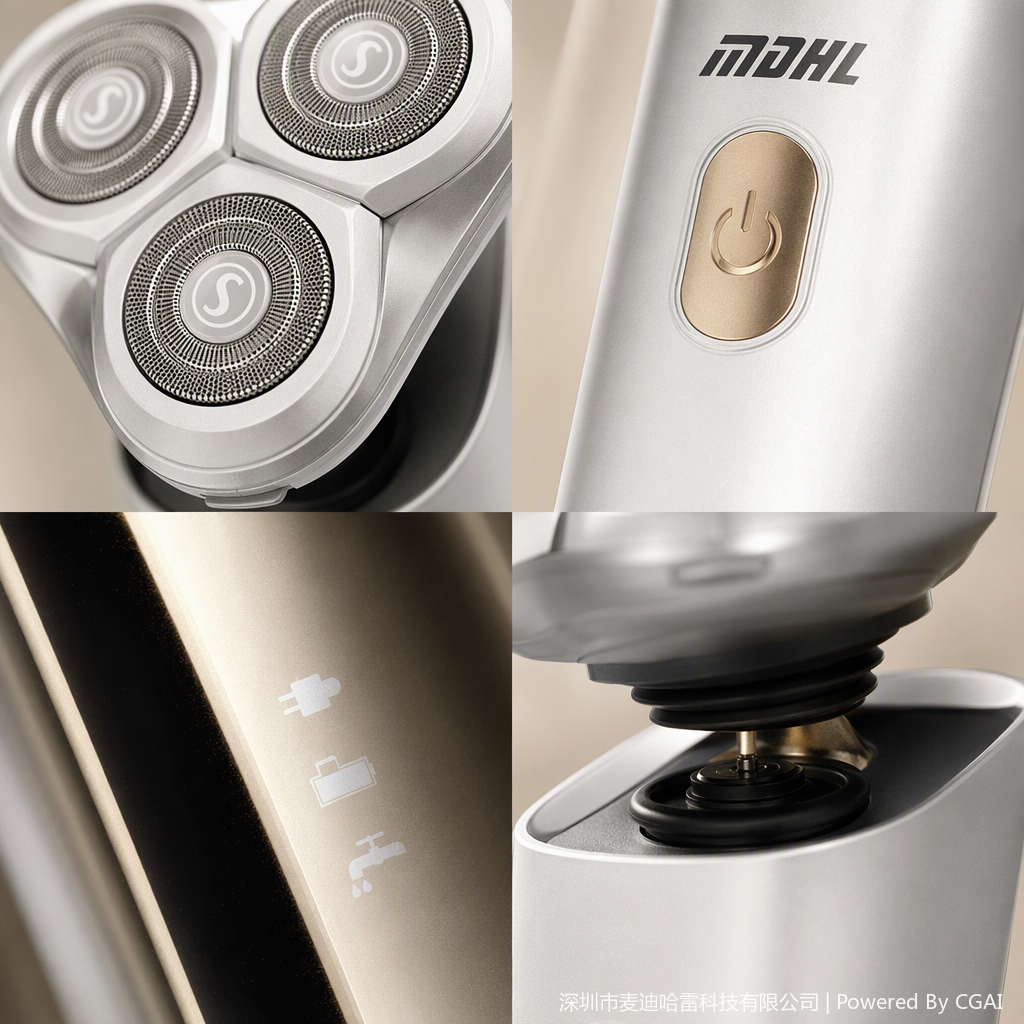The imported electric shaver is a portable rechargeable men's shaving wonder. The multi-functional shaver has a new blade details Picture