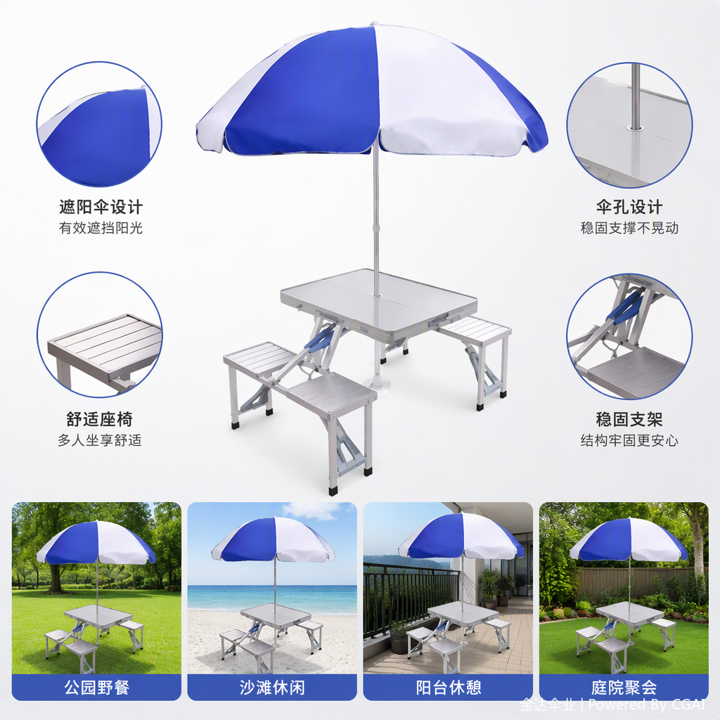 Multi-functional portable folding table and chair, outdoor camping equipment, mountain climbing, camping, picnic and leisure products combination set