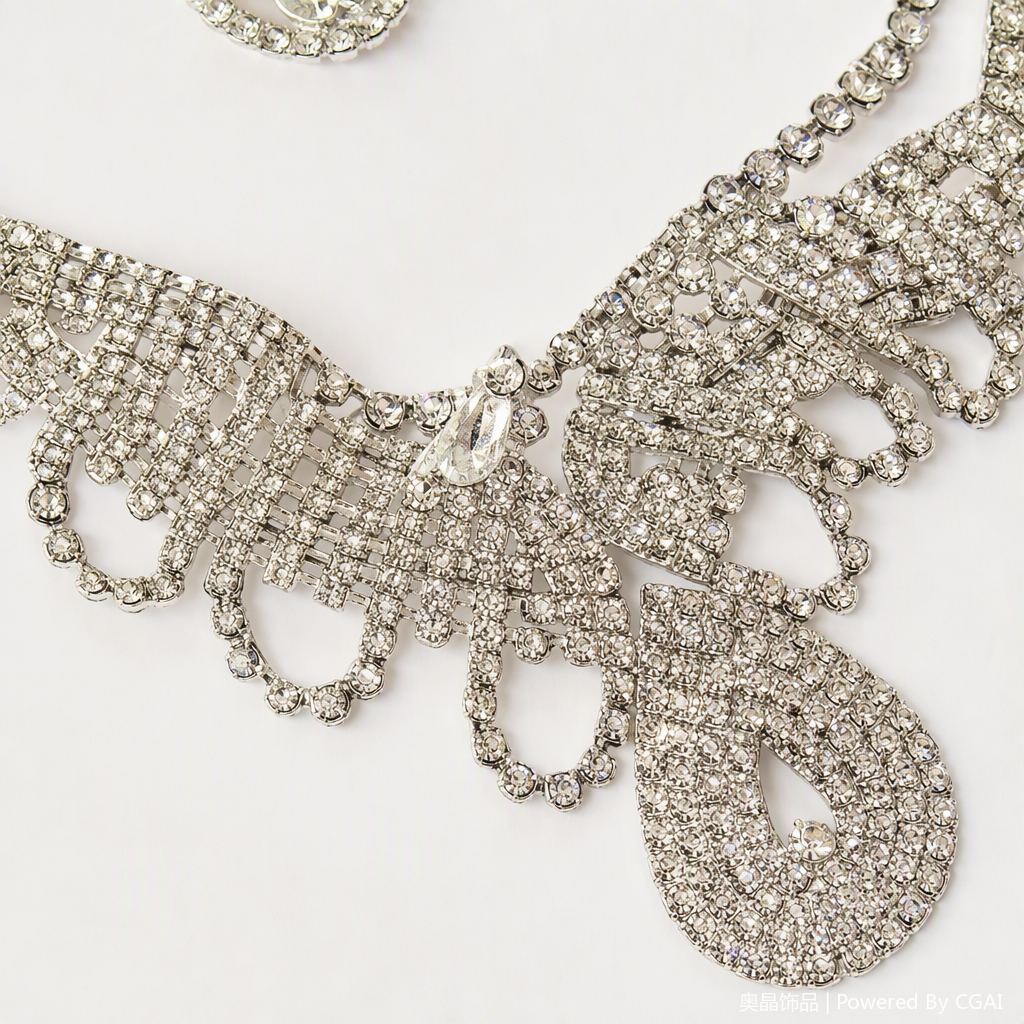 Shining silver diamond-encrusted set, necklace, earrings, simple and fashionable accessories, couple's gift Application Scenario