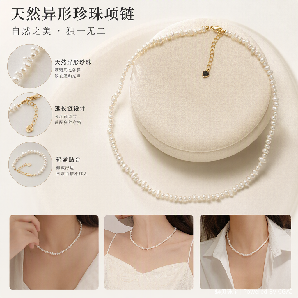 Elegant white pearl necklace, simple, fashionable and versatile, a classic gift accessory for women