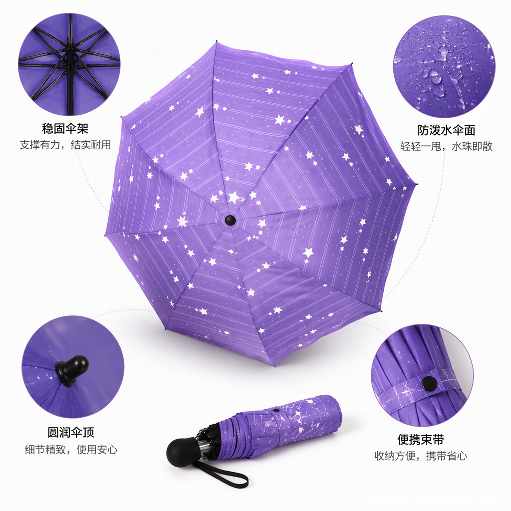 多功能防风遮阳防雨伞便携轻巧晴雨两用时尚防晒防水雨具细节图