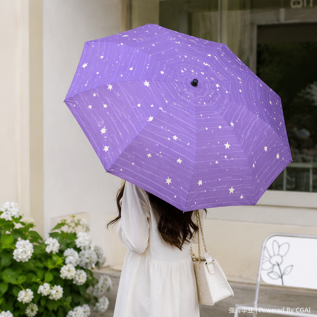 多功能防风遮阳防雨伞便携轻巧晴雨两用时尚防晒防水雨具白底实物图