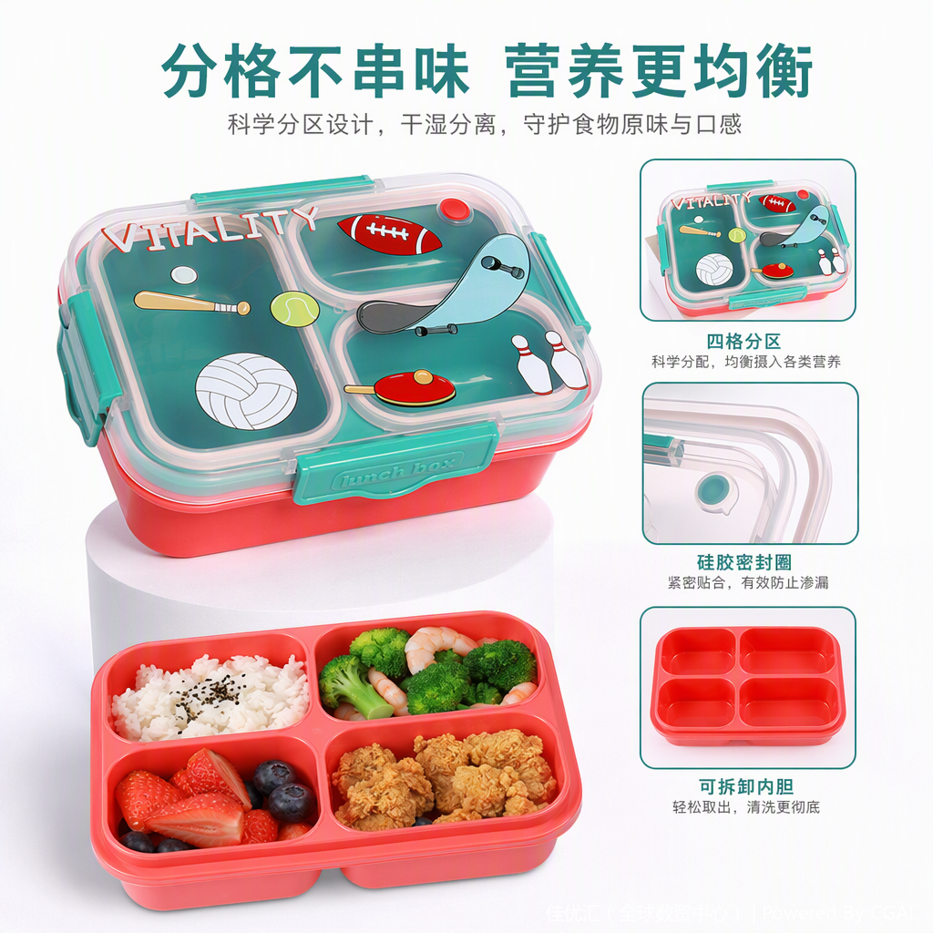 Multi-functional sealed food storage box, portable lunch box, kitchenware storage box, plastic sealed container, household and office supplies