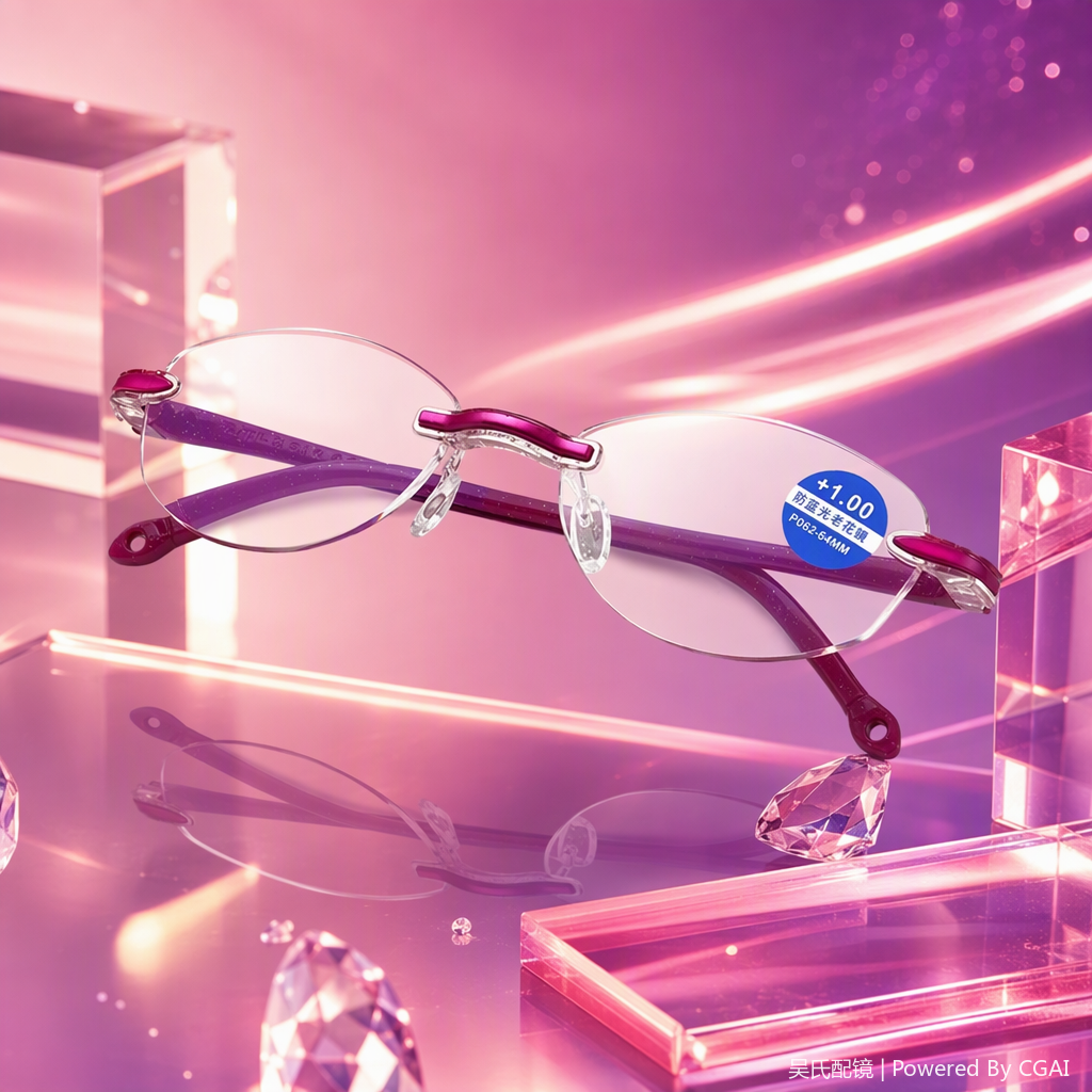 Moda liviano púrpura sin marco gafas de lectura hd antideslumbrantes gafas para ancianos comodidad y durabilidad estilo de tendencia Specification image