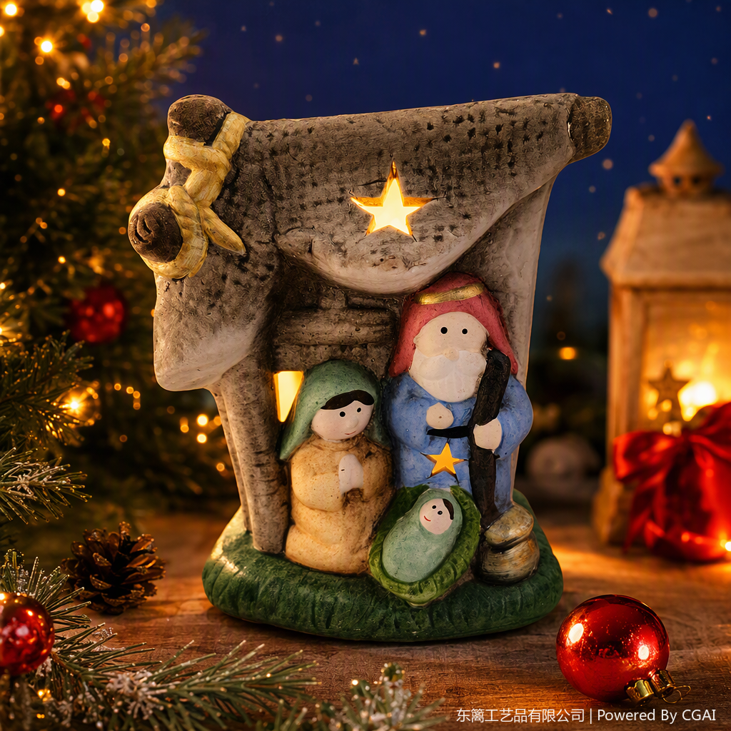 Painted Christmas ceramic ornaments, scenes of the Nativity of Jesus, Christmas decorations, family living room display gifts Specification image