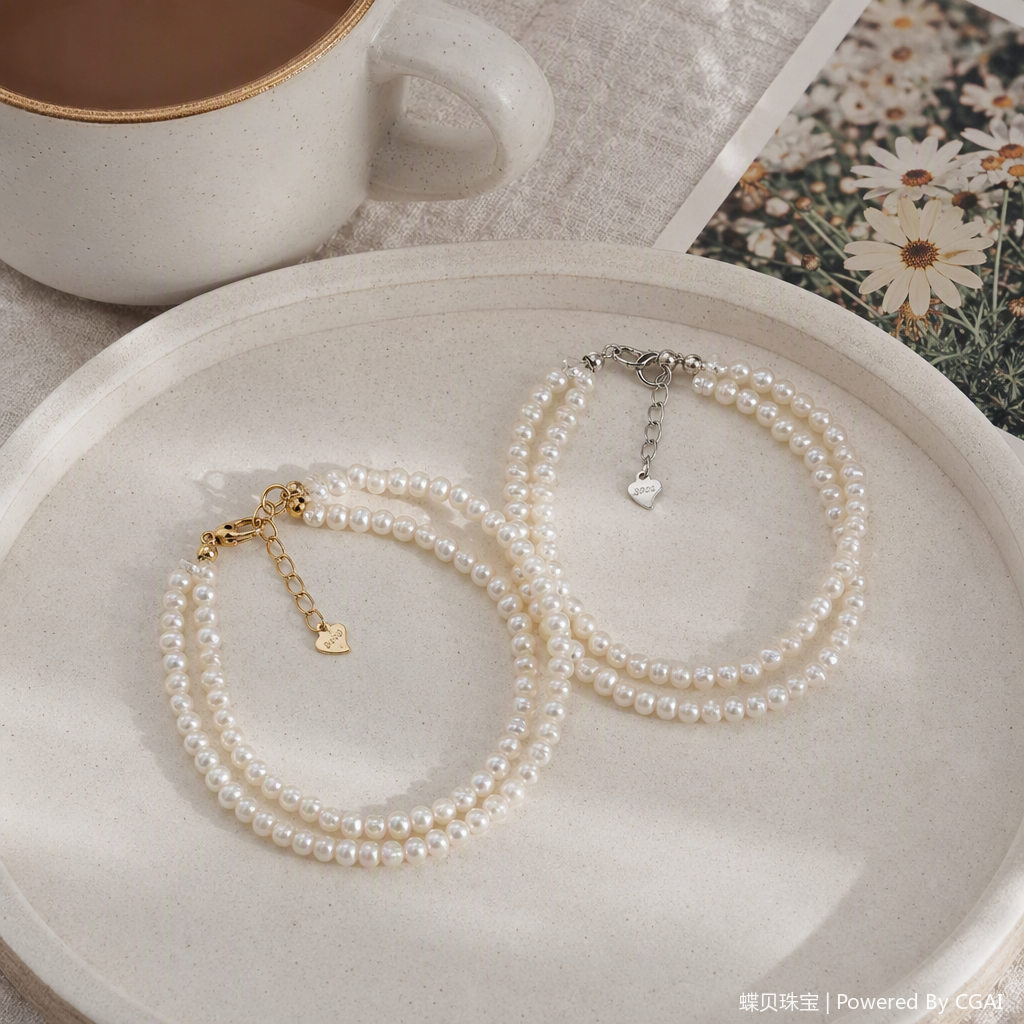 White background freshwater pearl necklace, silver clasp heart-shaped tag, gold clasp heart-shaped tag, natural pearl label. No return or exchange once torn details Picture