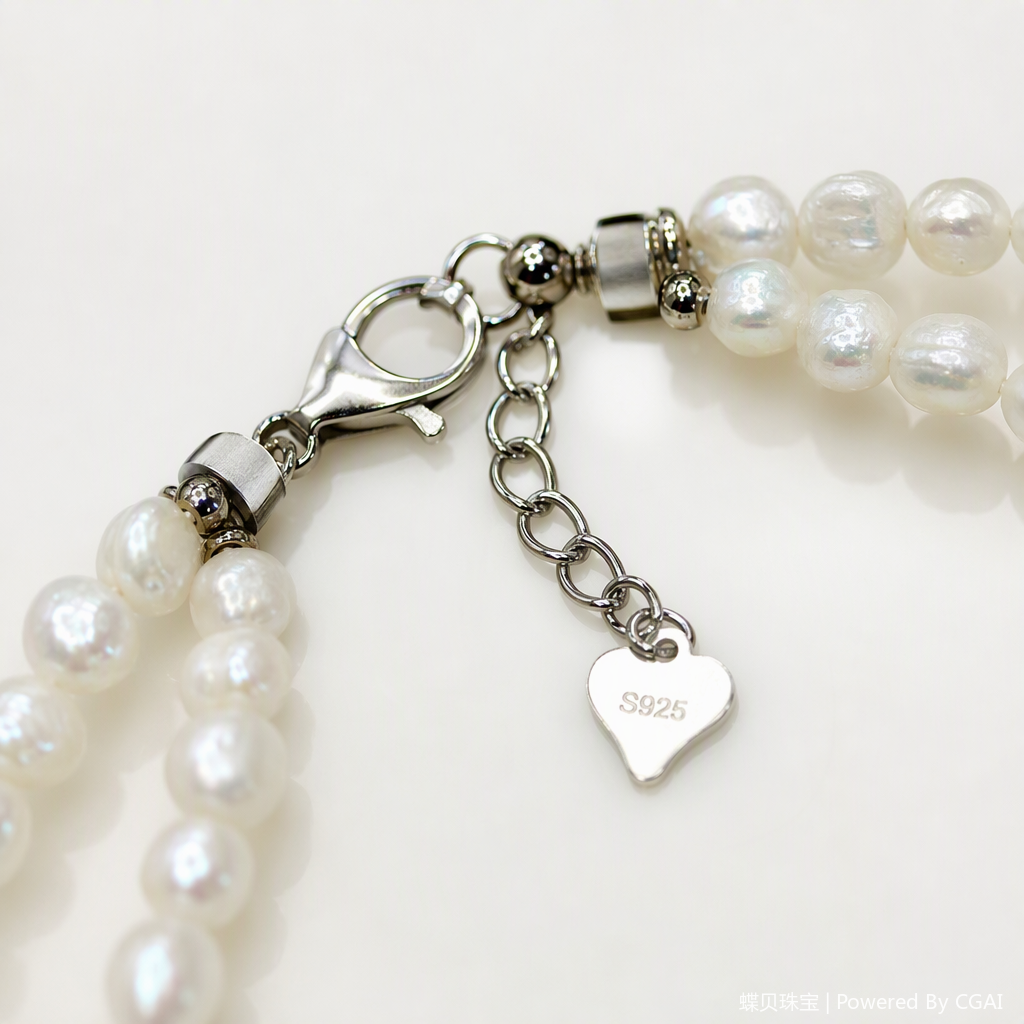White background freshwater pearl necklace, silver clasp heart-shaped tag, gold clasp heart-shaped tag, natural pearl label. No return or exchange once torn Application Scenario