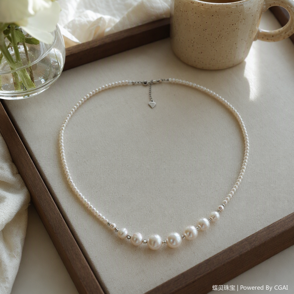 The pure white pearl necklace is a versatile, fashionable, simple and elegant gift jewelry with a wide variety of styles details Picture
