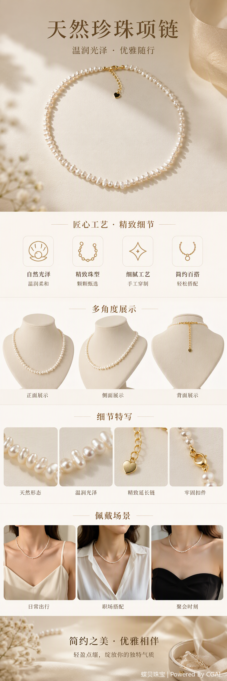 Elegant white pearl necklace, simple, fashionable and versatile, a classic gift accessory for women pic 1