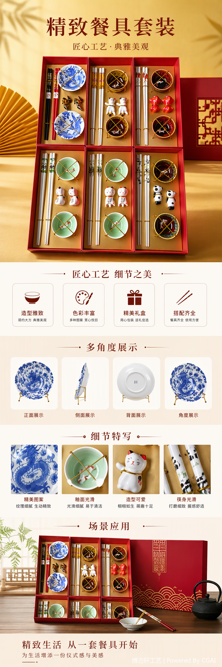 红色礼盒套装多款陶瓷餐具组合精美小摆件家庭餐厅装饰礼品赠送佳品详情1