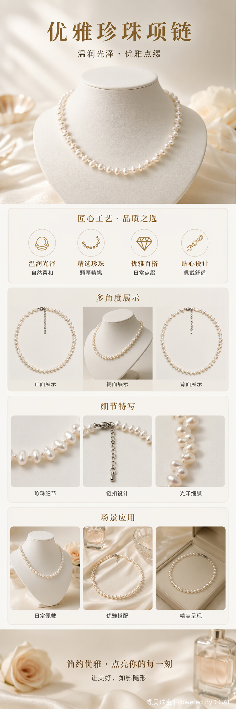 Elegant white pearl necklace, simple and versatile for women, fashionable as a gift or jewelry accessory pic 1