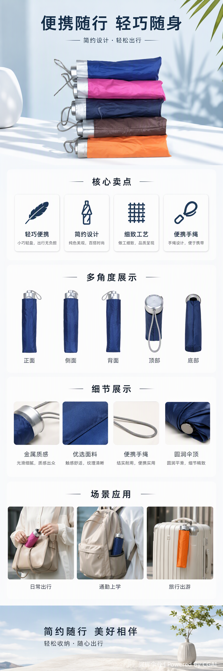 防风抗雨遮阳折叠伞便携轻巧户外旅行防晒防雨用品男女适用详情1