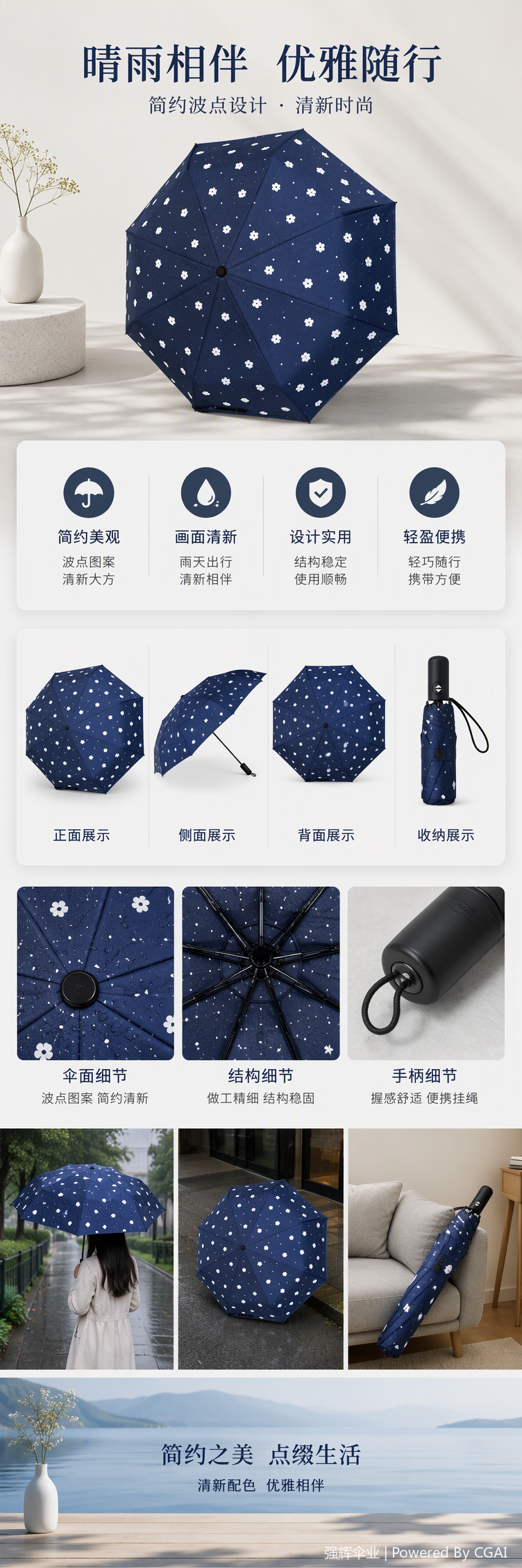 多功能防风遮阳防雨便携伞晴雨两用轻便抗风雨伞男女通用详情1
