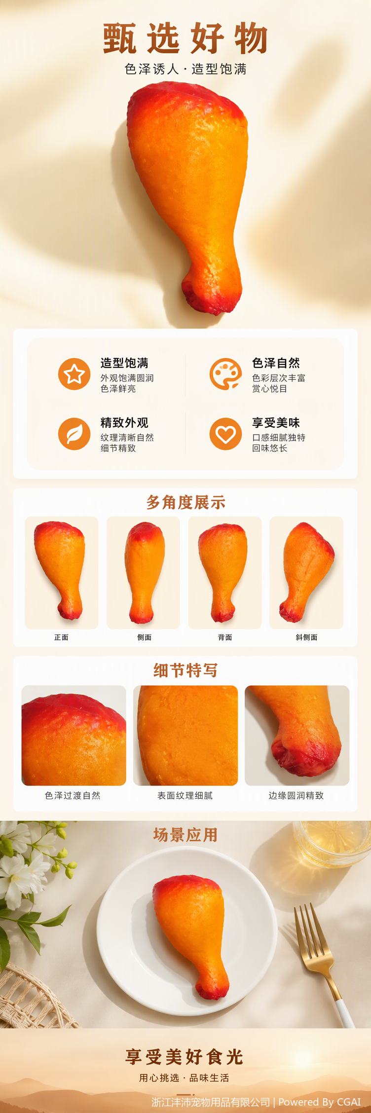 Orange-red chicken leg-shaped jewelry, handcrafted ornaments, creative home decoration items, gifts and collectibles pic 1
