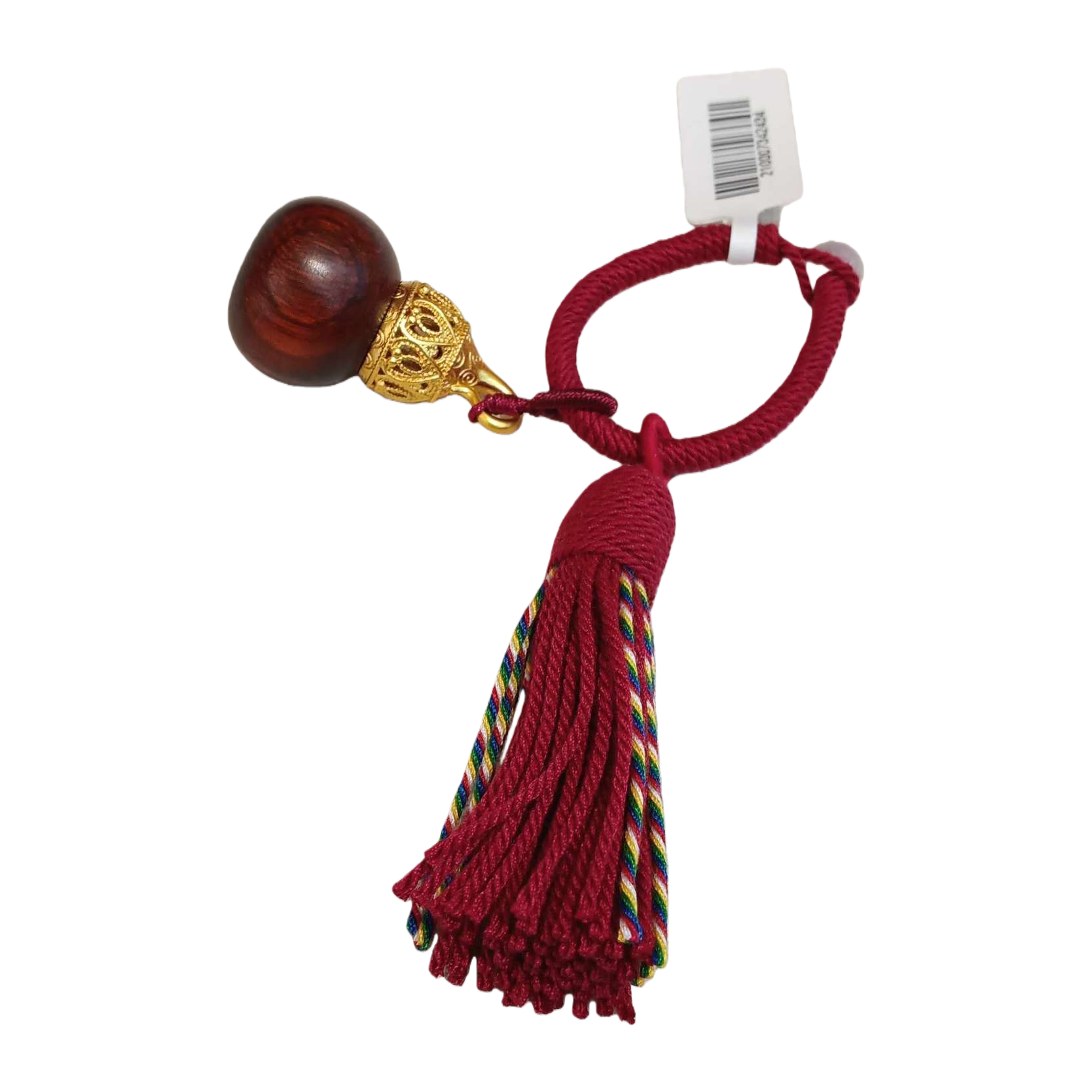 احتوت القامة الذهبية من خرز الخشب الاحمر على زخارف ذات اللون الاحمر Item Picture