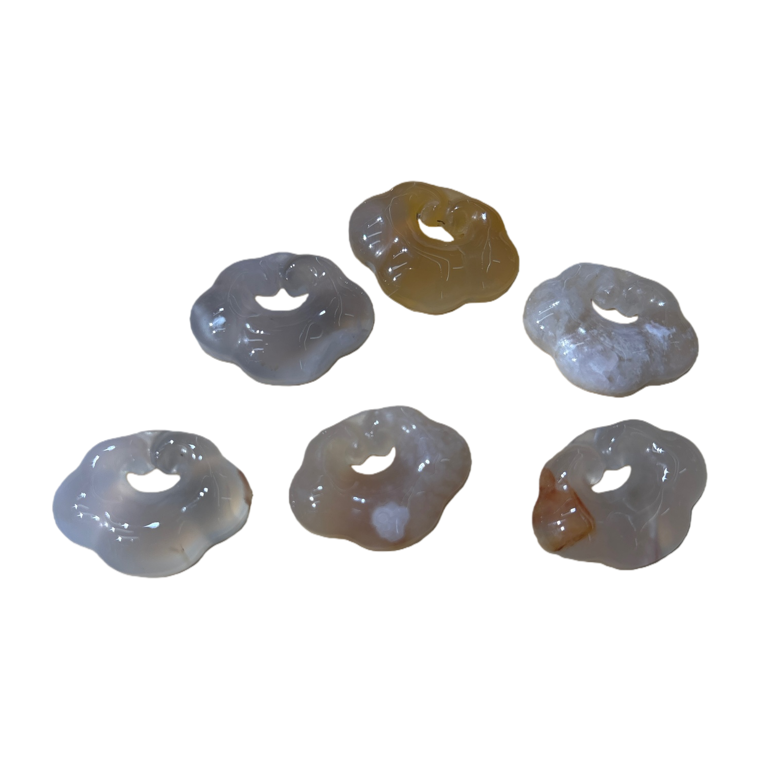 Six sets of cloud-shaped agate sculptures with bamboo trays, elegant craftsmanship, home decoration, gift collection Item Picture