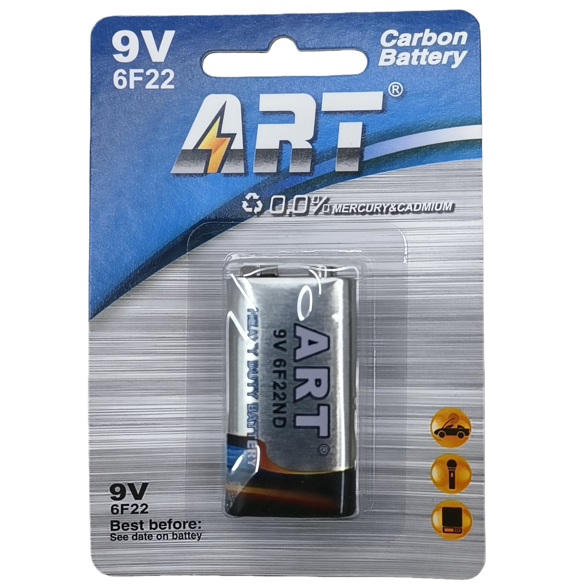 ART brand 9V carbon sex square battery blue pack durabilidad larga duración adaptación electrónica Item Picture