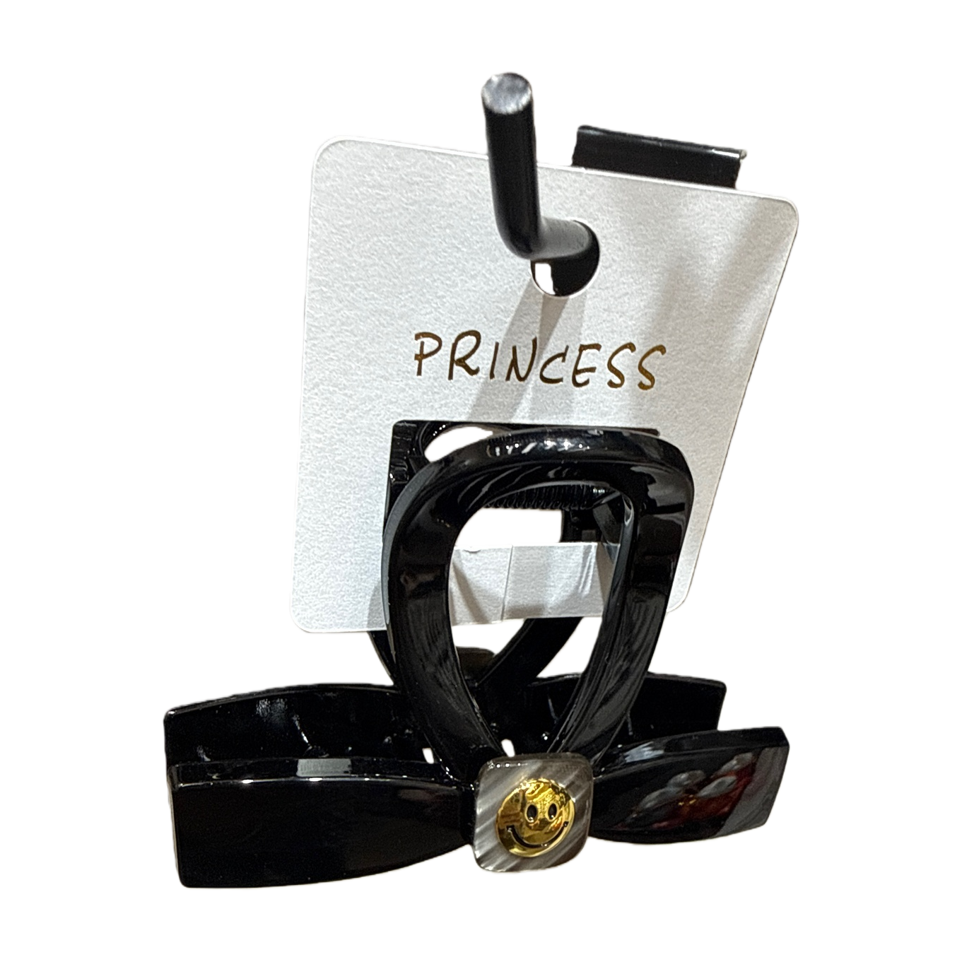 Fashionable black hair clips, golden smiling face decoration, simple and versatile hair accessories, hair clips, hair accessories, student hair clips Item Picture