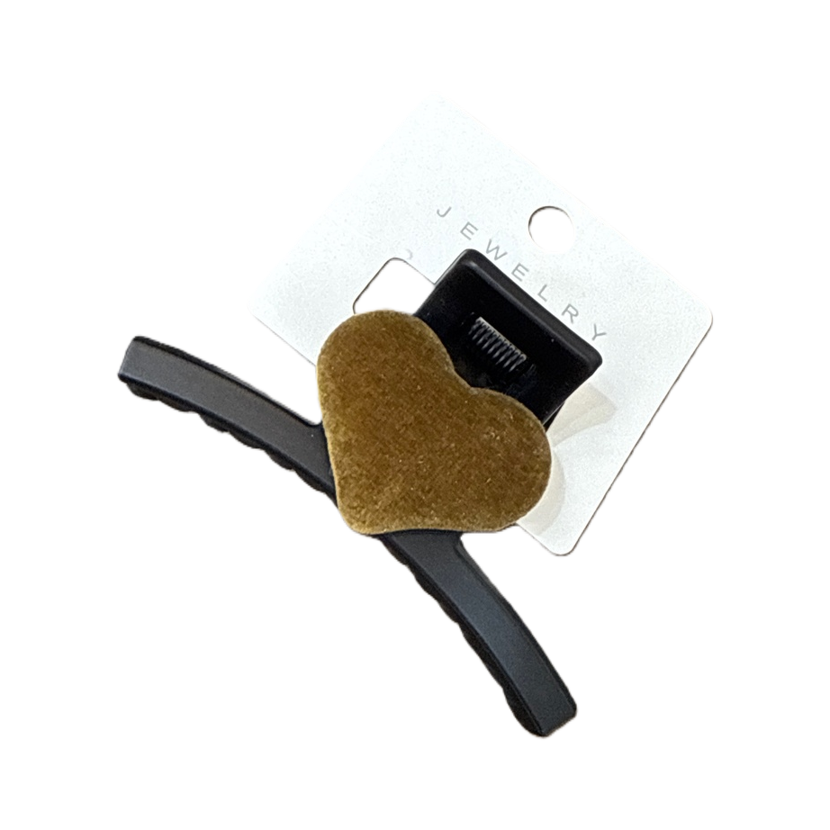 Fashionable black hair clip, golden heart-shaped velvet decoration, simple and versatile hair accessory, hair clip, hair accessory for women Item Picture