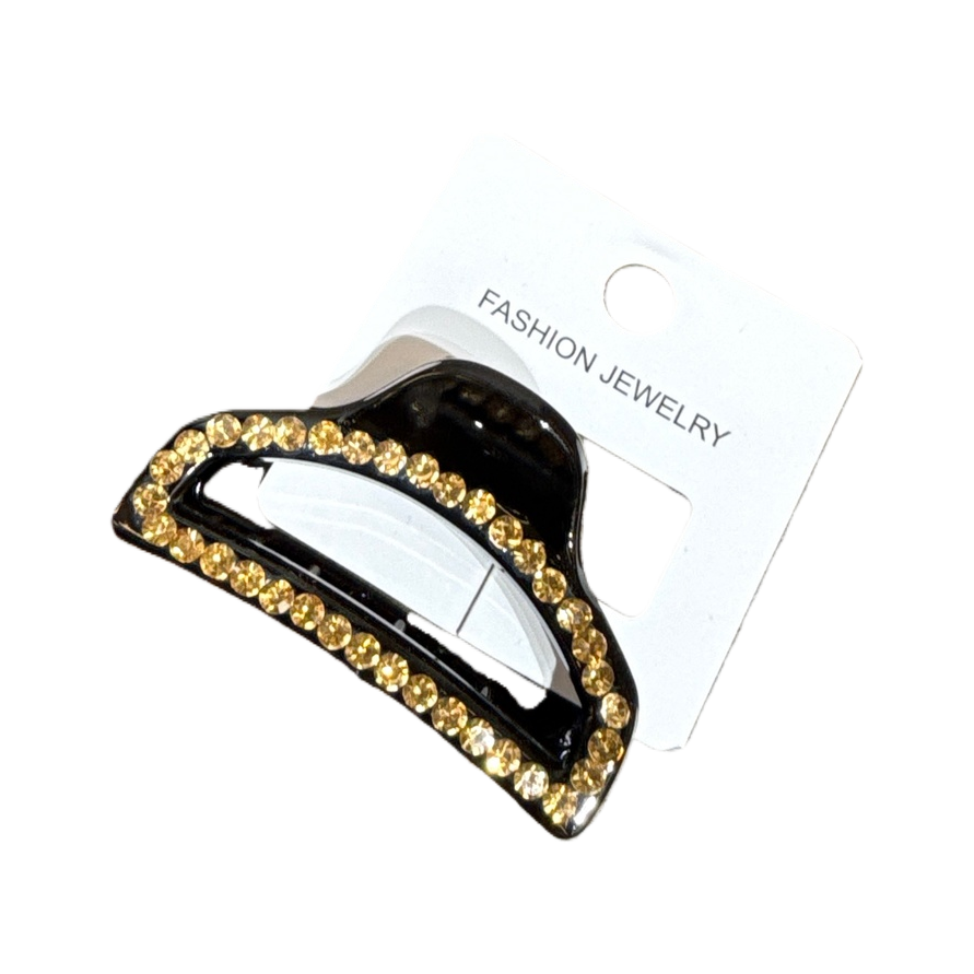 Fashionable and luxurious black gold and diamond hair clip, simple and versatile hair accessory, hair accessory, hair clip, hair accessory, women's style Item Picture