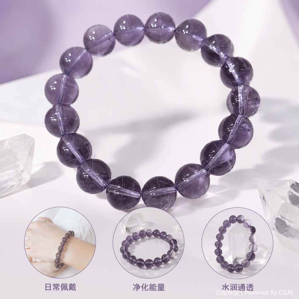Fashionable purple crystal bracelet for women, personalized jewelry, simple and retro bracelet gift for girls
