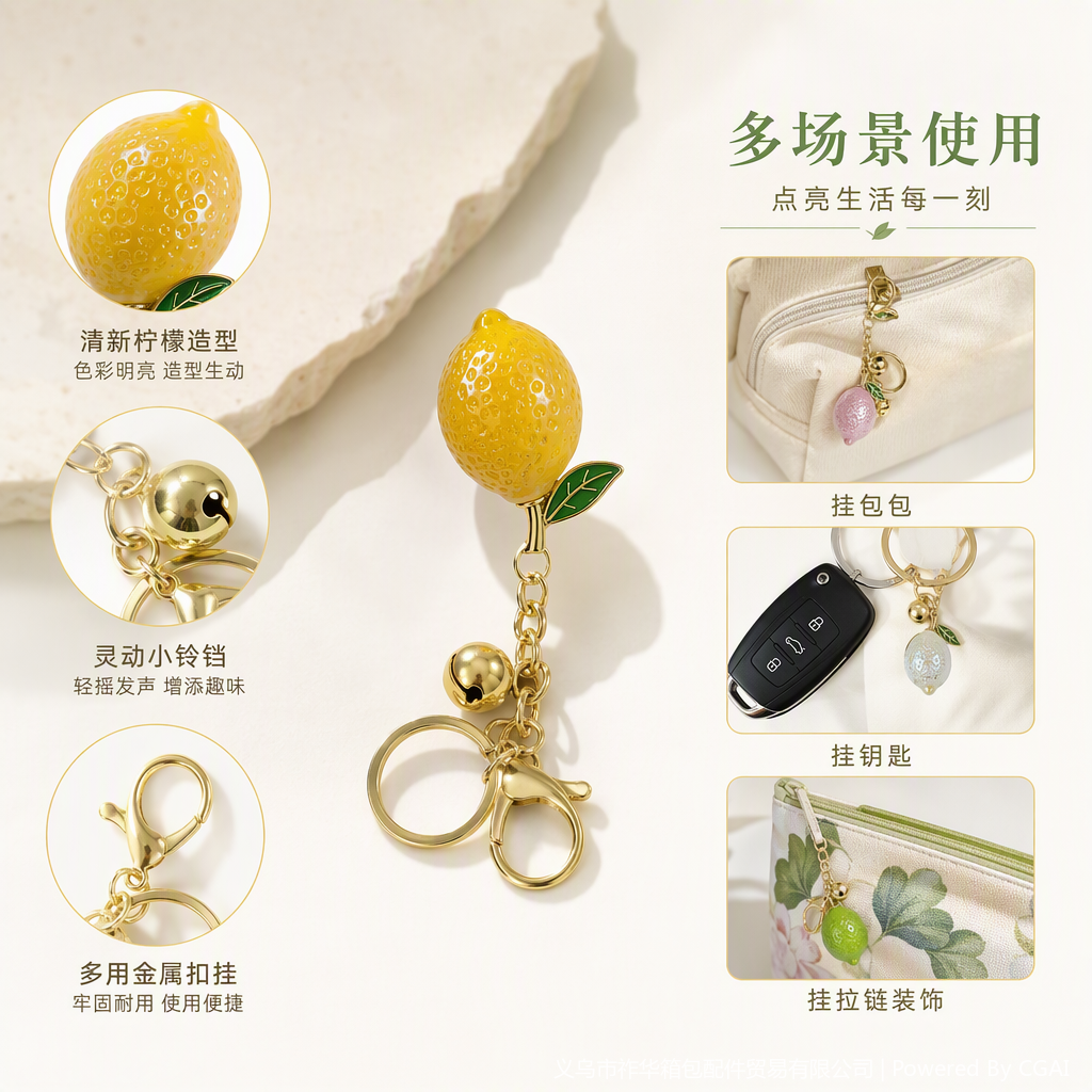 多彩柠檬造型钥匙挂件创意个性钥匙链时尚潮流礼品配饰详情2