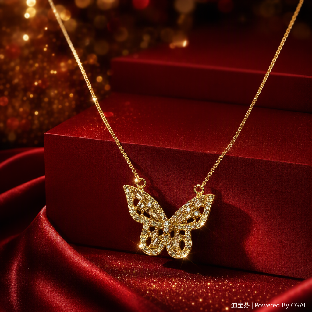 Fashionable golden butterfly-shaped necklace for women, simple and versatile Korean style, personalized accessory, gift decoration Specification image