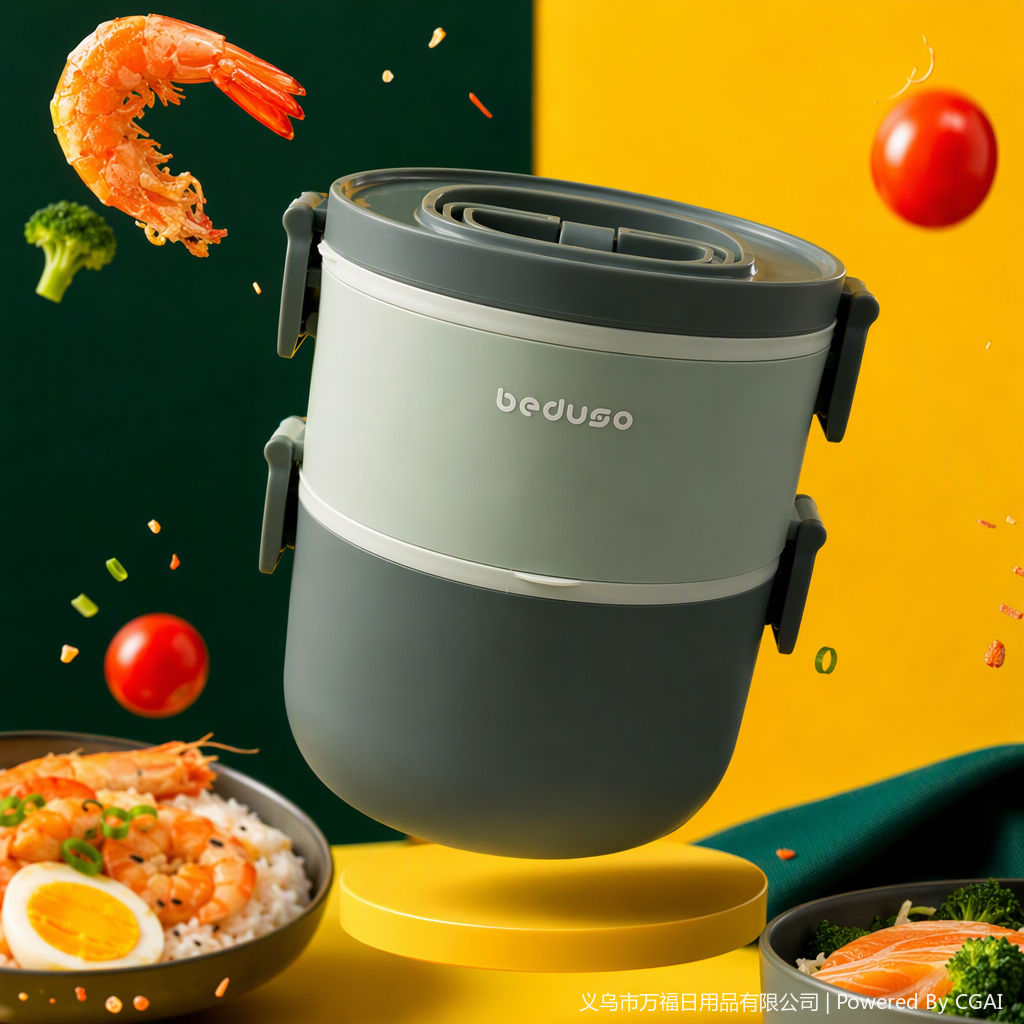 علب وجبات طعام تجارية ذات طابقين من الفولاذ غير القابل للصدأ ذات طابقين Specification image