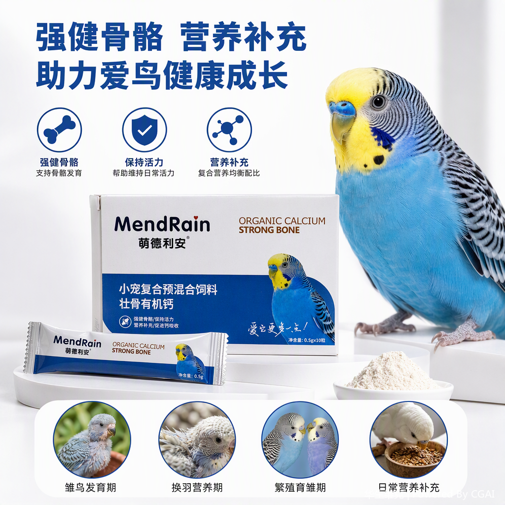 Watson Vic Mondrian Bird Compound Premix Feed for Bone Strengthening Organic Calcium to strengthen bones/maintain vitality, provide nutritional supplementation/promote calcium absorption