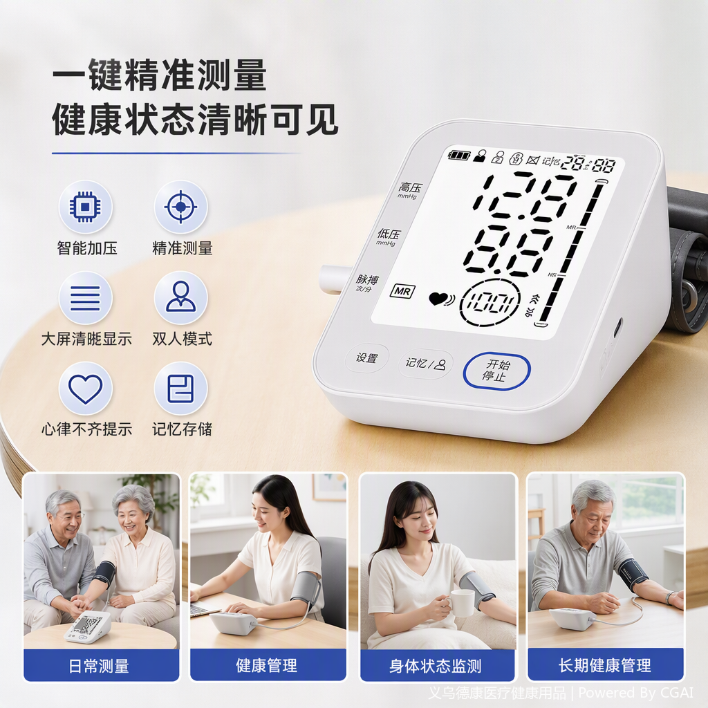 Home blood pressure monitor, medical maintenance equipment, precise blood pressure measurement, health monitoring instrument, suitable for adults and children