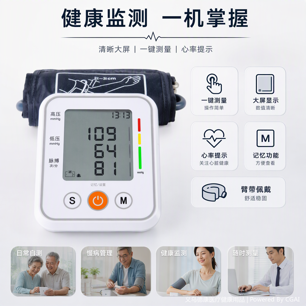 Home smart blood pressure monitor, portable blood pressure monitor, health management blood pressure measurement instrument, suitable for adults and children Item Picture