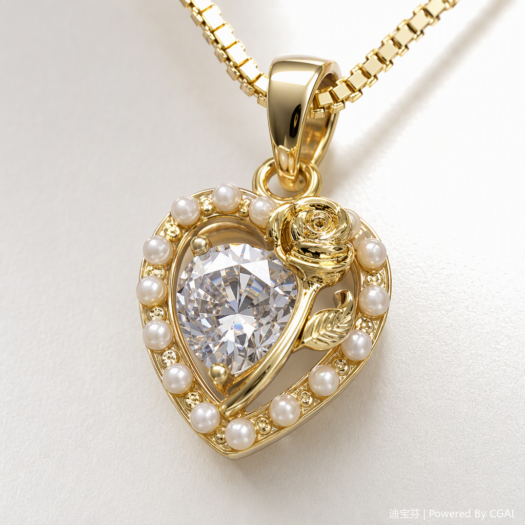 Fashionable golden necklace heart-shaped pendant, simple and versatile women's accessory gift for your girlfriend, couple style, trendy style Application Scenario