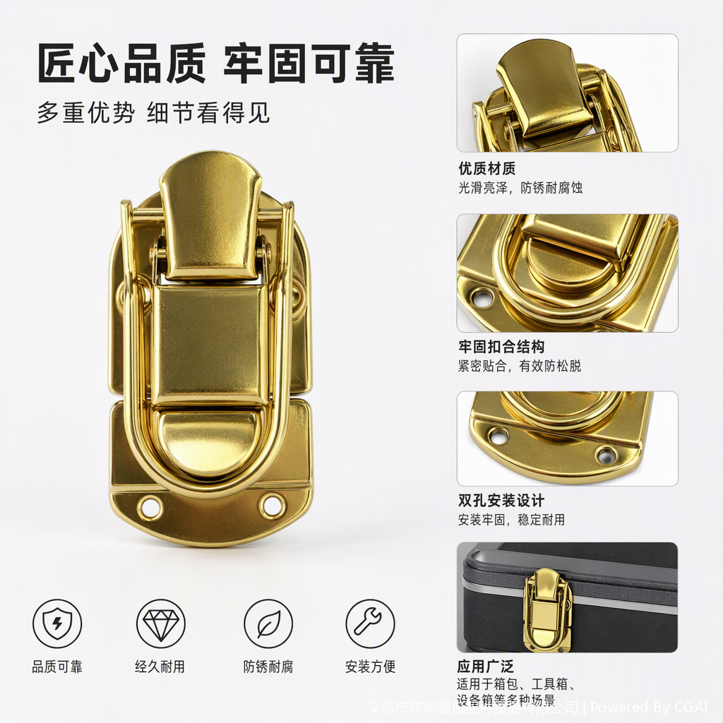 时尚金属搭扣手提包配件高档金色装饰配件百搭款简约潮流详情2