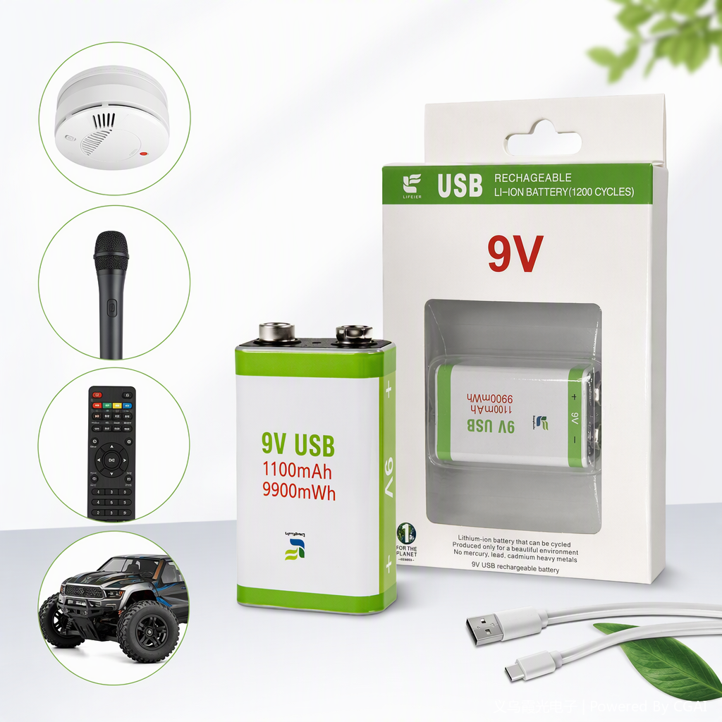 9V recargable li-ion batería caja blanca fuente de alimentación de carga portátil uso múltiple adaptador caja de batería